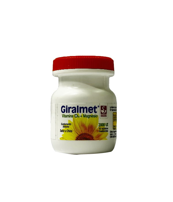 GIRALMET VITAMINA D + MAGNESIO 2000 UI FRASCO X 30 TABLETAS 